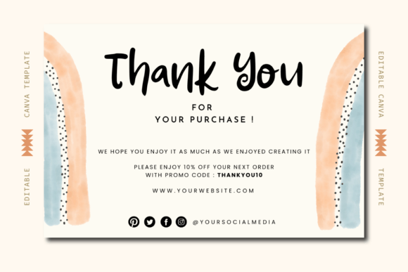 Rainbow Thank You Card for Order Insert